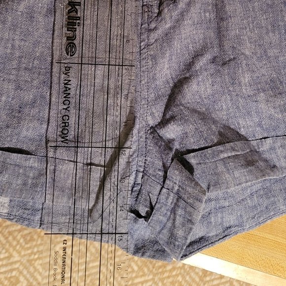 Express Blue Linen Retro Shorts XS - Picture 4 of 6